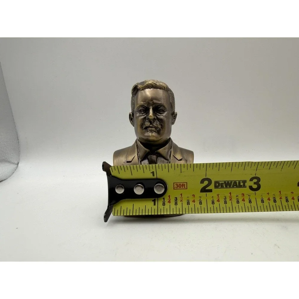 Theodore Roosevelt Bust Bronze Tone Presidential Statue Figurine Shelf Decor